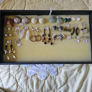 Vintage Modern,earrings Natural Stonez N Pearls///PLEASE READ DESCRIPTION!!
